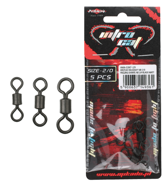 Obratlík - zátěžový ROLLING vel. 2/0 nosnost 80kg BLACK MATT(černý matný) - 5 ks