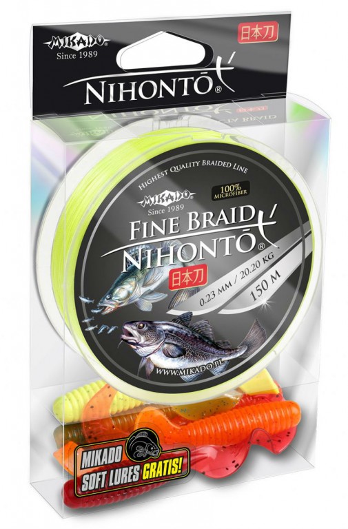 Pletená šňůra - NIHONTO FINE BRAID  006 Žlutá 150M 	Nosnost : 3.25kg