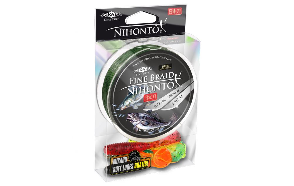 Pletená šňůra - NIHONTO FINE BRAID  012 150M 	Zelená Nosnost : 8.80kg