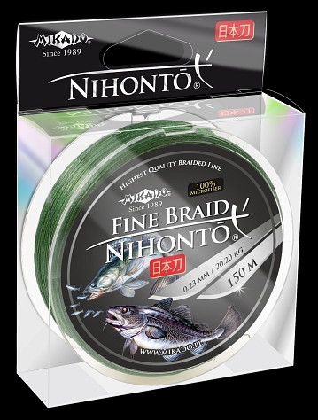 Pletená šňůra - NIHONTO FINE BRAID  050 150M 	Zelená Nosnost : 41.80kg