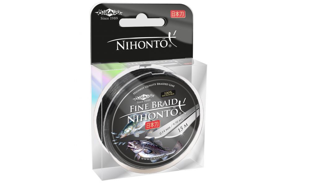 Pletená šňůra - NIHONTO FINE BRAID  008 černá 15M 	Nosnost : 4.95kg