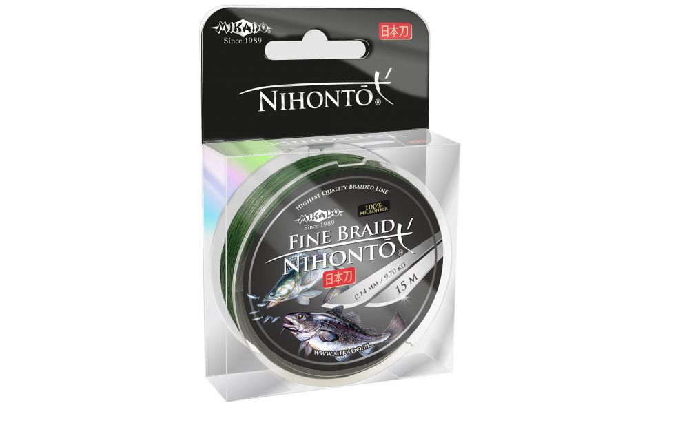 Pletená šňůra - NIHONTO FINE BRAID  018 15M Zelená Nosnost : 14.40kg