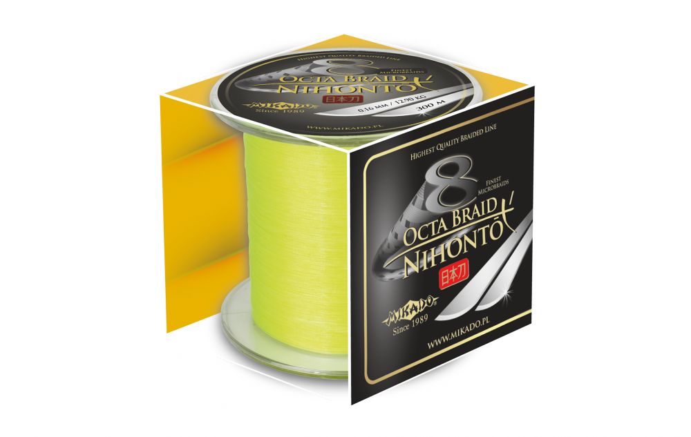 Pletená šňůra - NIHONTO OCTA BRAID  045 FLUO Žlutá 300M Nosnost : 44.50kg