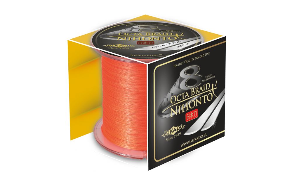 Pletená šňůra - NIHONTO OCTA BRAID  040 Oranžová 300M Nosnost: 39.80kg