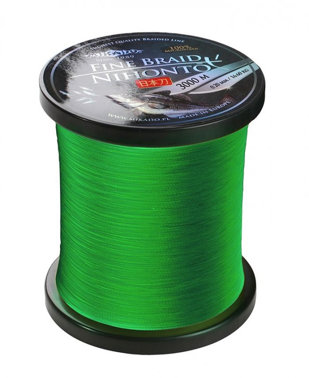 Pletená šňůra - NIHONTO FINE BRAID  012 3000M Zelená Nosnost : 8.80kg