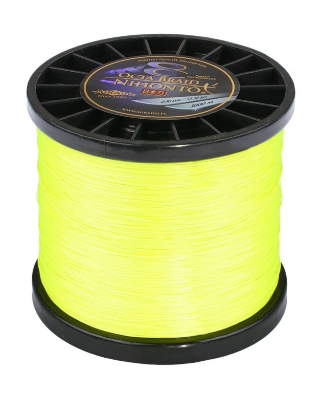 Pletená šňůra - NIHONTO OCTA BRAID 045 Žlutá 3000M Nosnost : 44.50kg