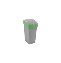 Koš Curver® FLIP BIN 10L, šedostříbrná/zelená 10l